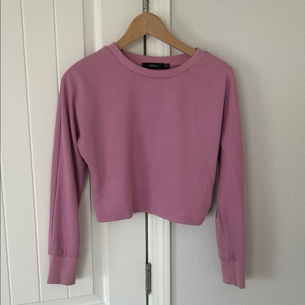 Jessica Lavender Pink Long Sleeve crop lounge sweater Top